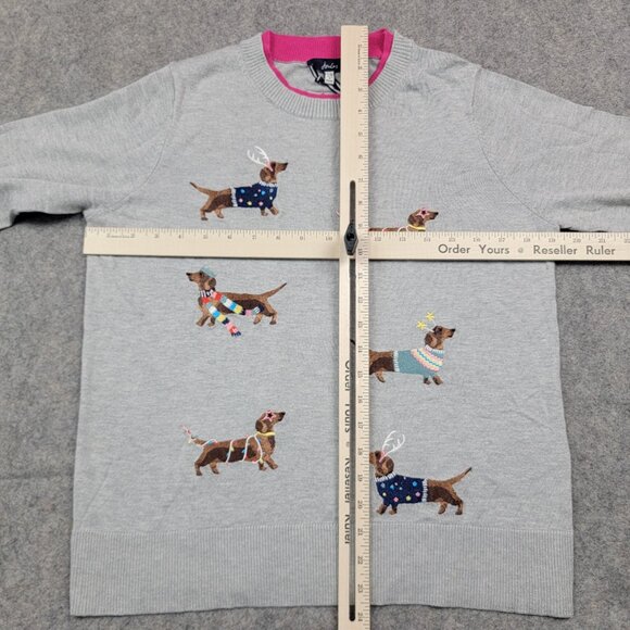 Joules Mariella Dachshund Sweater Women’s 6 Gray Cotton Embroidered - Picture 14 of 16
